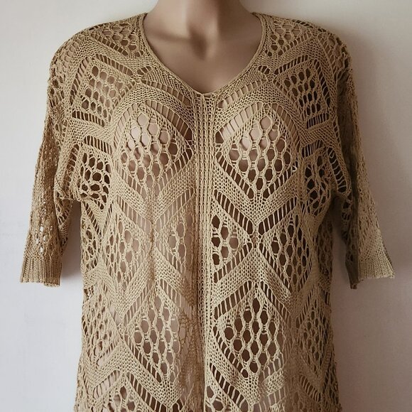 Open weave sweater sz 2X Beige lightweight EUC - Picture 1 of 2